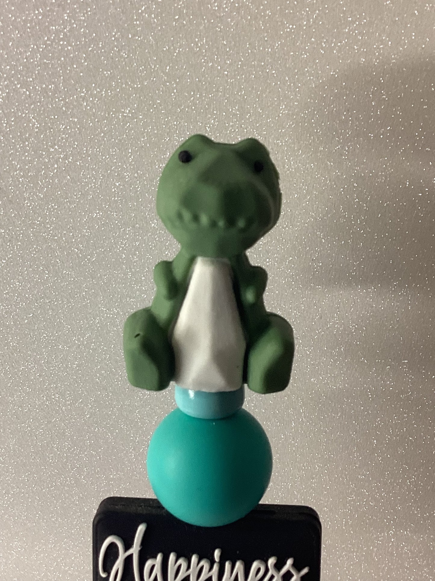 Green dinosaur pen topper